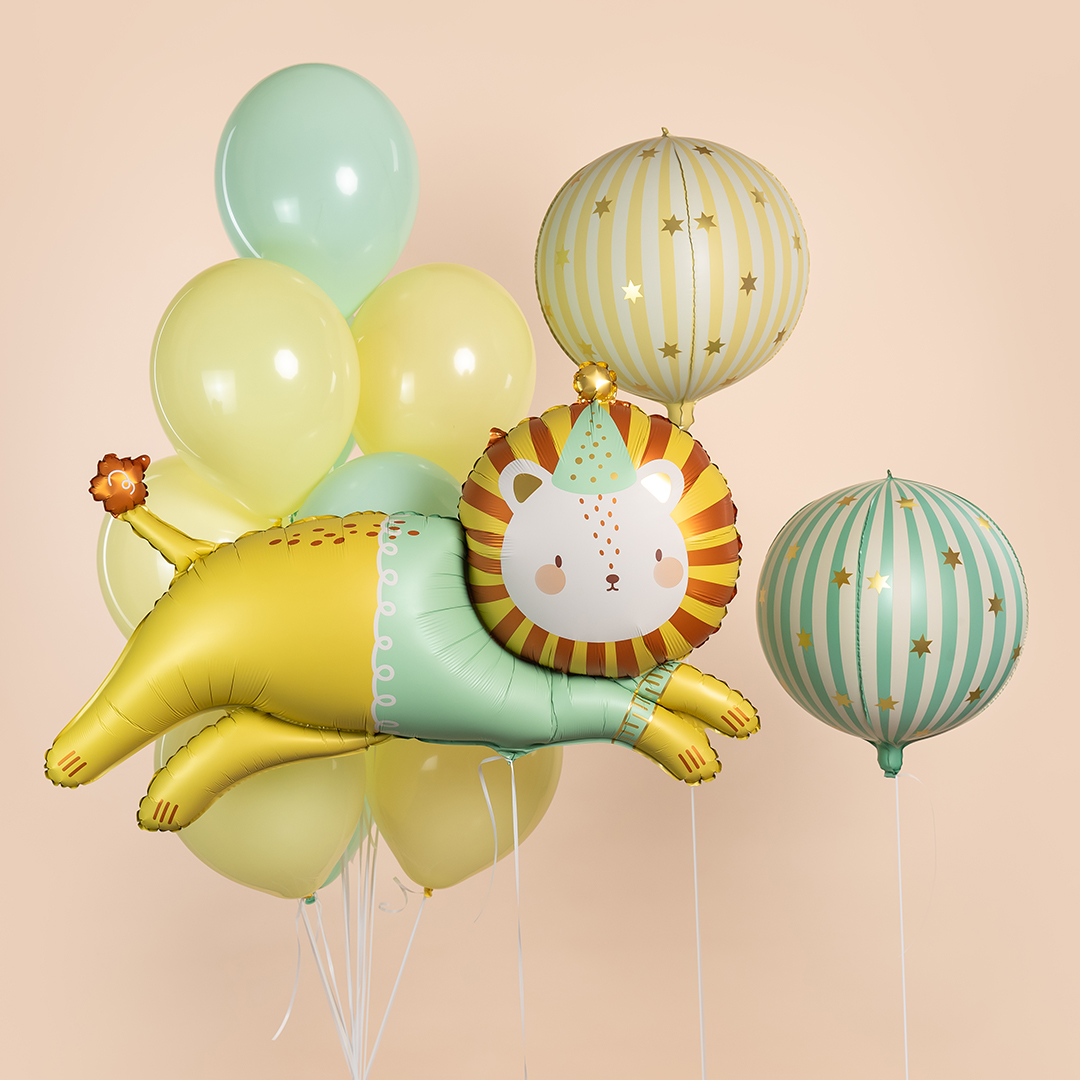Шар 3D (25''/64 см) Сфера, Золотые звезды, Светло-желтый, Сатин, 1 шт. в уп.