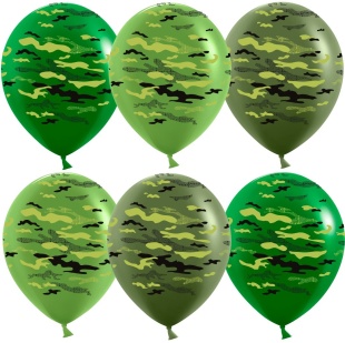 Шар (12''/30 см) Камуфляж, Ассорти, пастель, 5 ст, 25 шт.