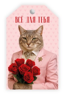 Бирки для подарков, Все для тебя (котик с розами), 5*8 см, 20 шт.
