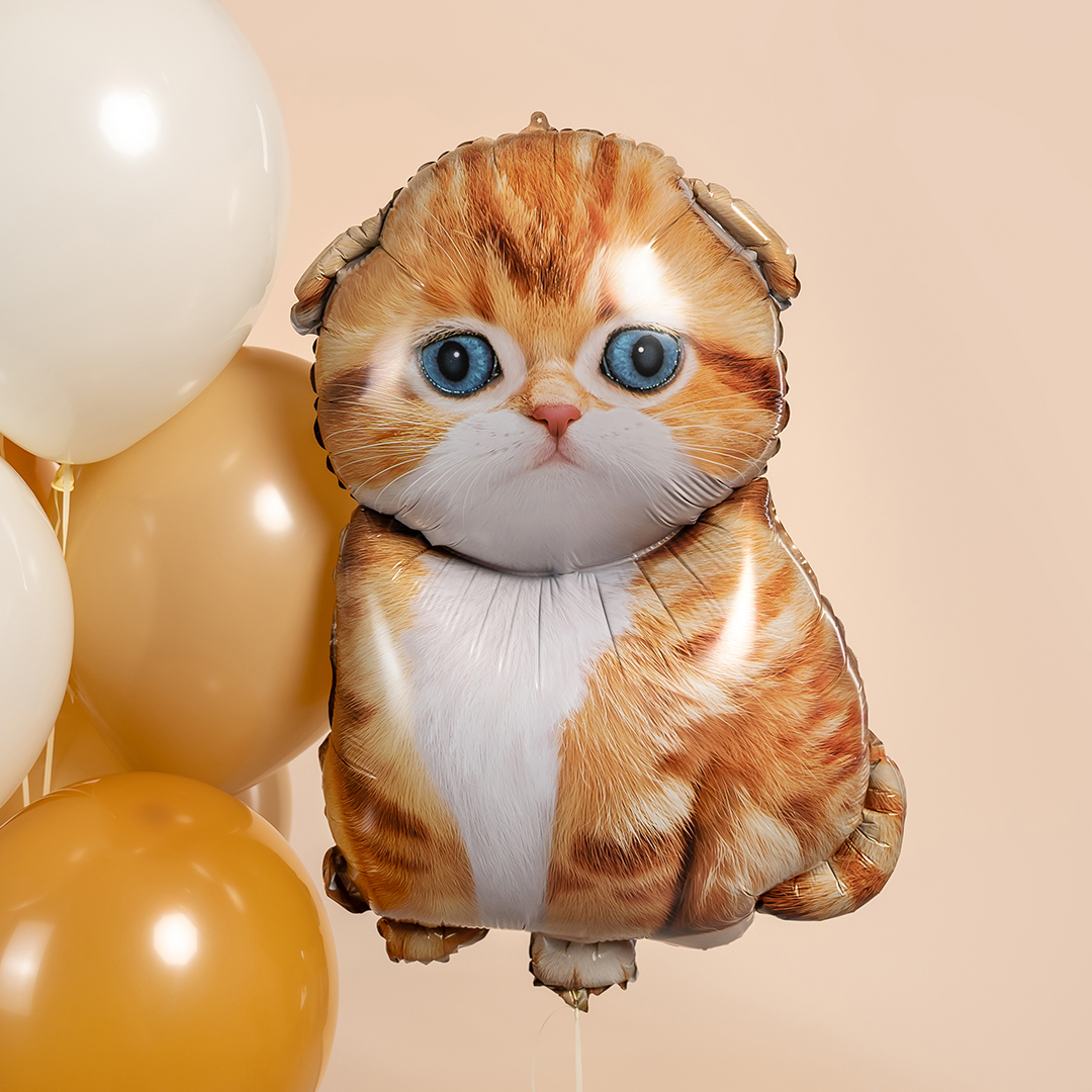 Шар (34''/86 см) Фигура, Рыжий котенок, 1 шт. в уп.